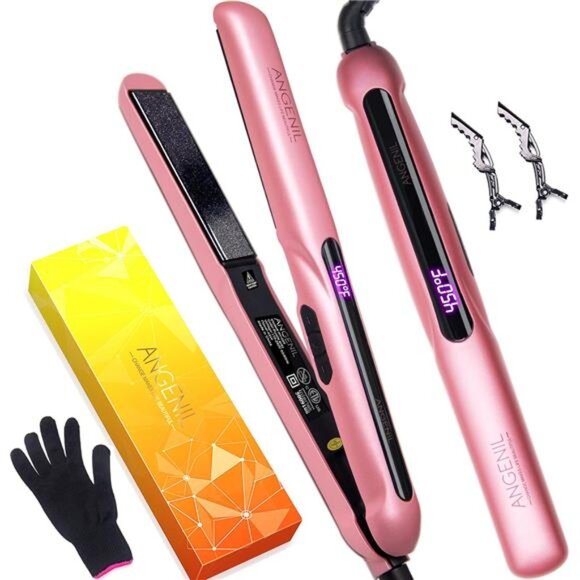 Argan Oil Flat Iron for Women, Hair Straightener and Curler 2 in 1, Professional
